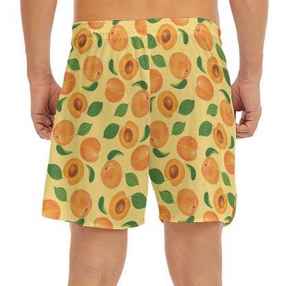 Ripe Apricot Fruit Pattern Print Men's Split Running Shorts