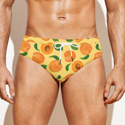Ripe Apricot Fruit Pattern Print Men's Swim Briefs
