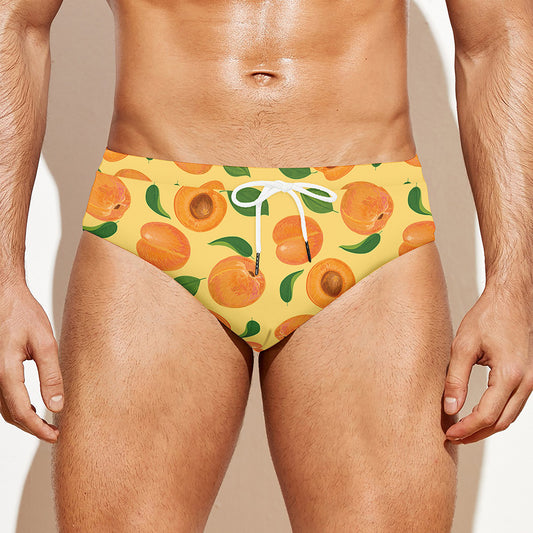Ripe Apricot Fruit Pattern Print Men's Swim Briefs