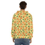 Ripe Apricot Fruit Pattern Print Men's Velvet Pullover Hoodie