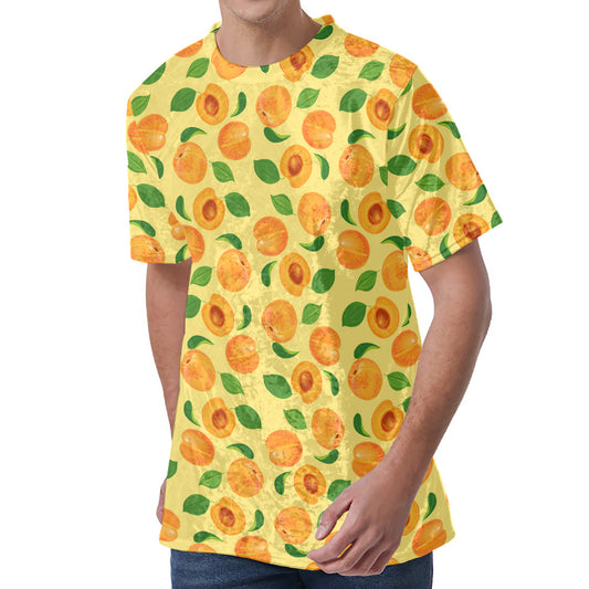 Ripe Apricot Fruit Pattern Print Men's Velvet T-Shirt