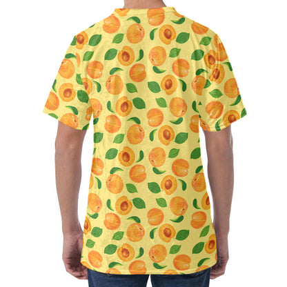 Ripe Apricot Fruit Pattern Print Men's Velvet T-Shirt