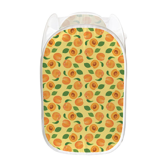 Ripe Apricot Fruit Pattern Print Mesh Laundry Hamper