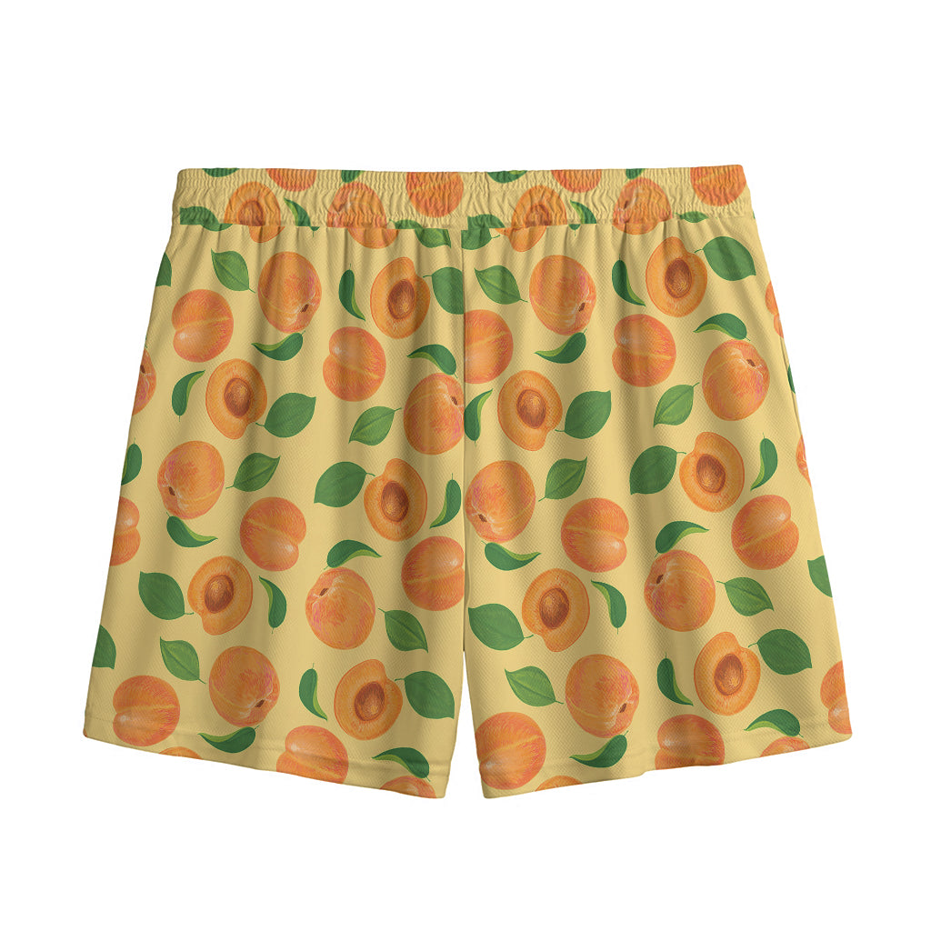 Ripe Apricot Fruit Pattern Print Mesh Shorts