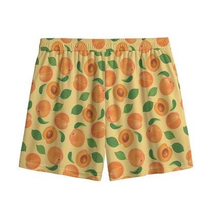 Ripe Apricot Fruit Pattern Print Mesh Shorts