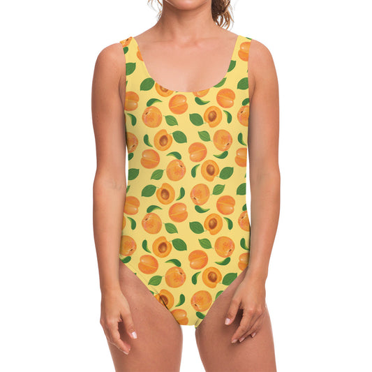 Ripe Apricot Fruit Pattern Print One Piece Swimsuit