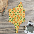 Ripe Apricot Fruit Pattern Print One Shoulder Bodysuit