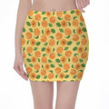 Ripe Apricot Fruit Pattern Print Pencil Mini Skirt