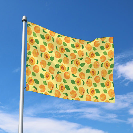 Ripe Apricot Fruit Pattern Print Polyester Flag