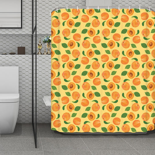 Ripe Apricot Fruit Pattern Print Polyester Shower Curtain