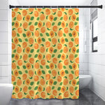 Ripe Apricot Fruit Pattern Print Premium Shower Curtain