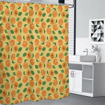Ripe Apricot Fruit Pattern Print Premium Shower Curtain