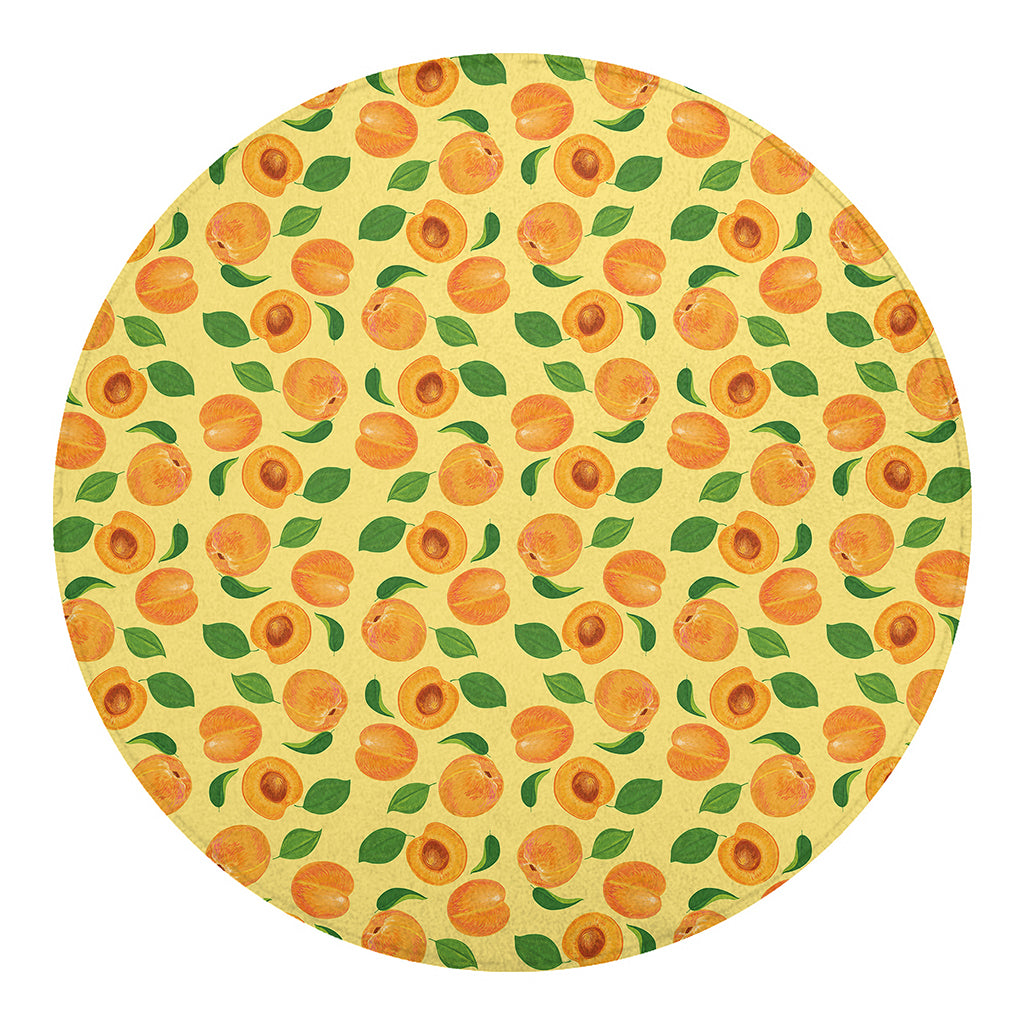 Ripe Apricot Fruit Pattern Print Round Blanket