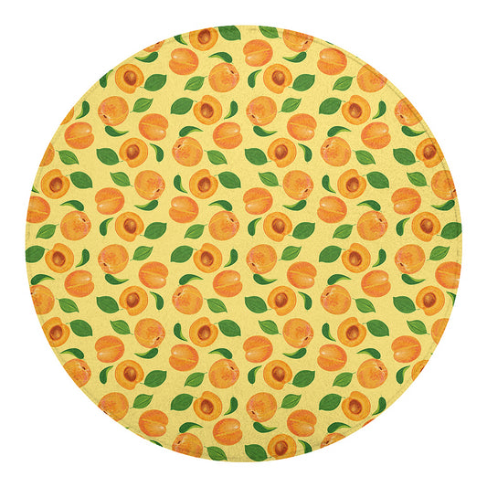 Ripe Apricot Fruit Pattern Print Round Blanket