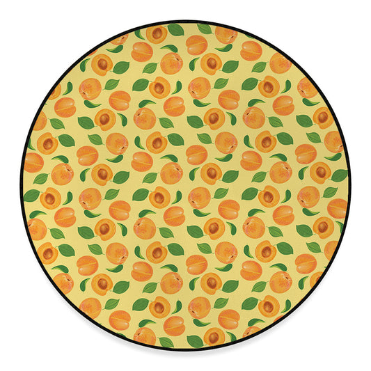 Ripe Apricot Fruit Pattern Print Round Floor Mat