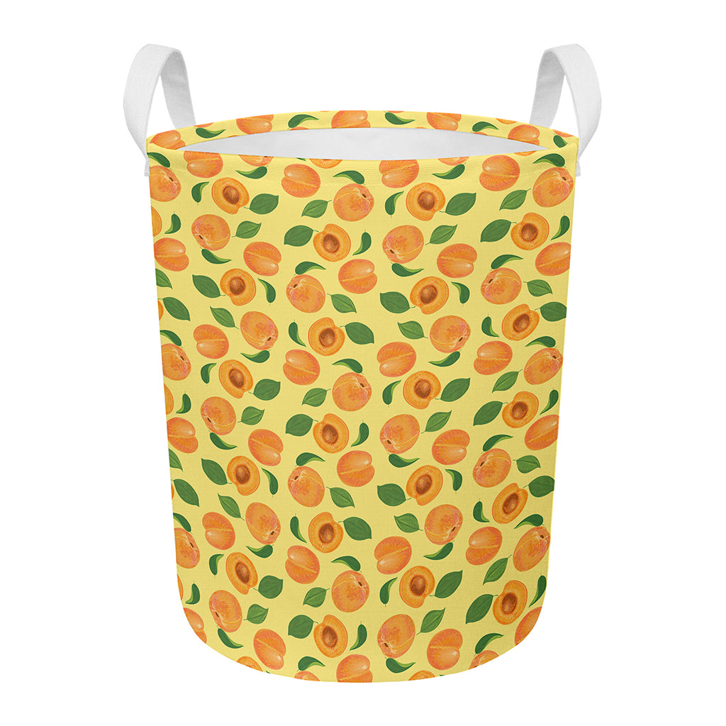 Ripe Apricot Fruit Pattern Print Round Laundry Basket