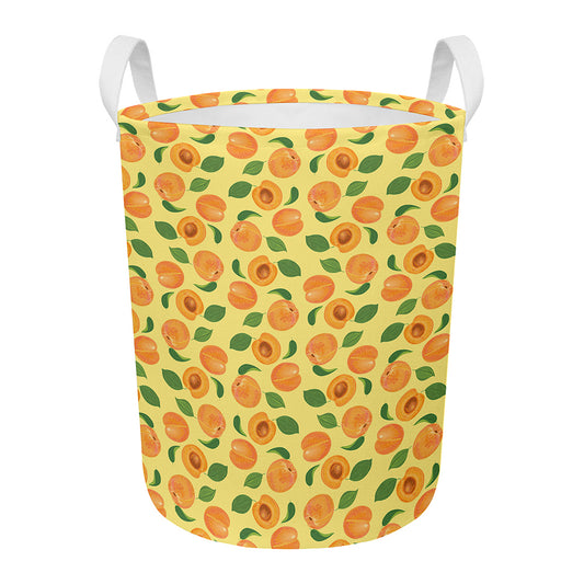 Ripe Apricot Fruit Pattern Print Round Laundry Basket