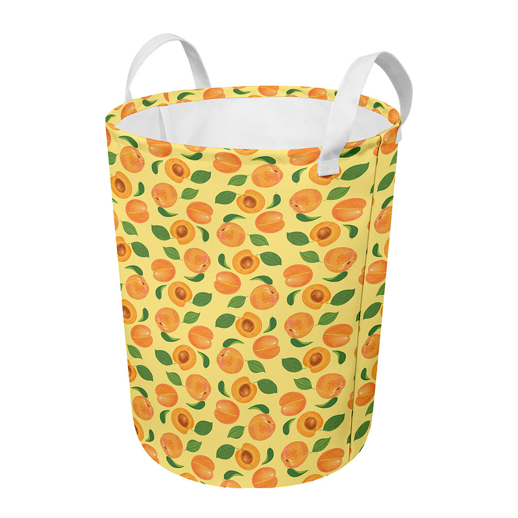Ripe Apricot Fruit Pattern Print Round Laundry Basket