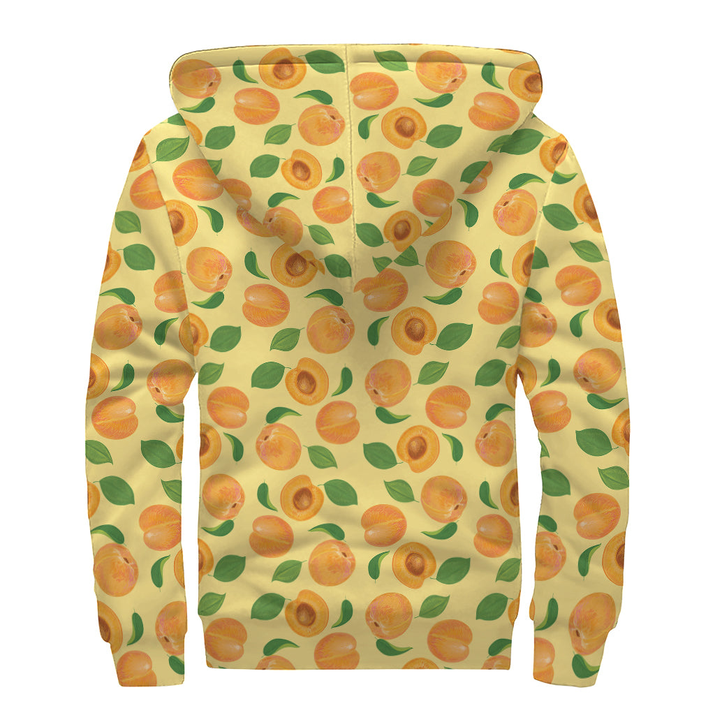 Ripe Apricot Fruit Pattern Print Sherpa Lined Zip Up Hoodie
