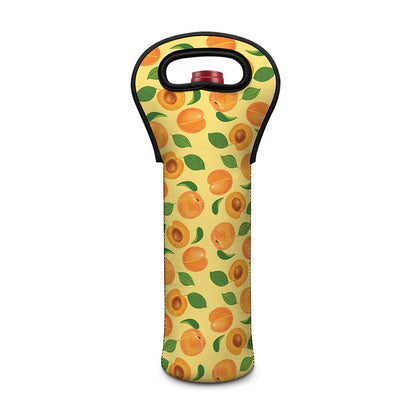 Ripe Apricot Fruit Pattern Print Single Neoprene Wine Tote