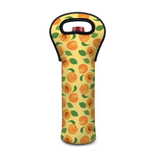 Ripe Apricot Fruit Pattern Print Single Neoprene Wine Tote