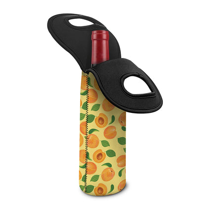 Ripe Apricot Fruit Pattern Print Single Neoprene Wine Tote