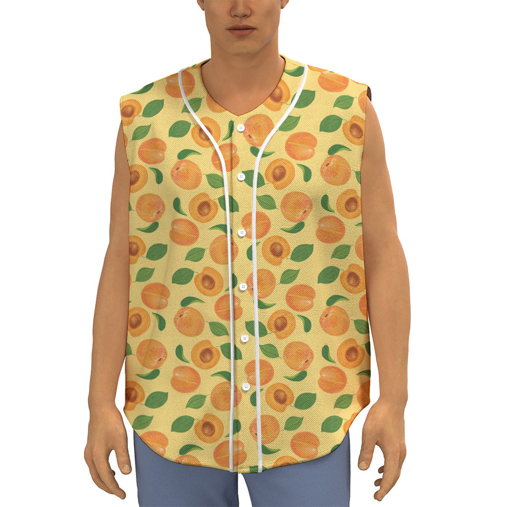 Ripe Apricot Fruit Pattern Print Sleeveless Baseball Jersey