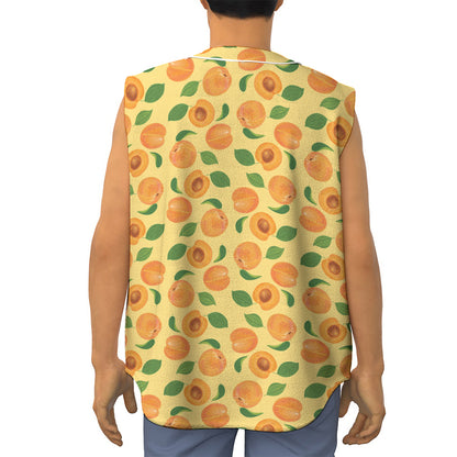 Ripe Apricot Fruit Pattern Print Sleeveless Baseball Jersey