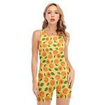 Ripe Apricot Fruit Pattern Print Sleeveless One Piece Swimsuit