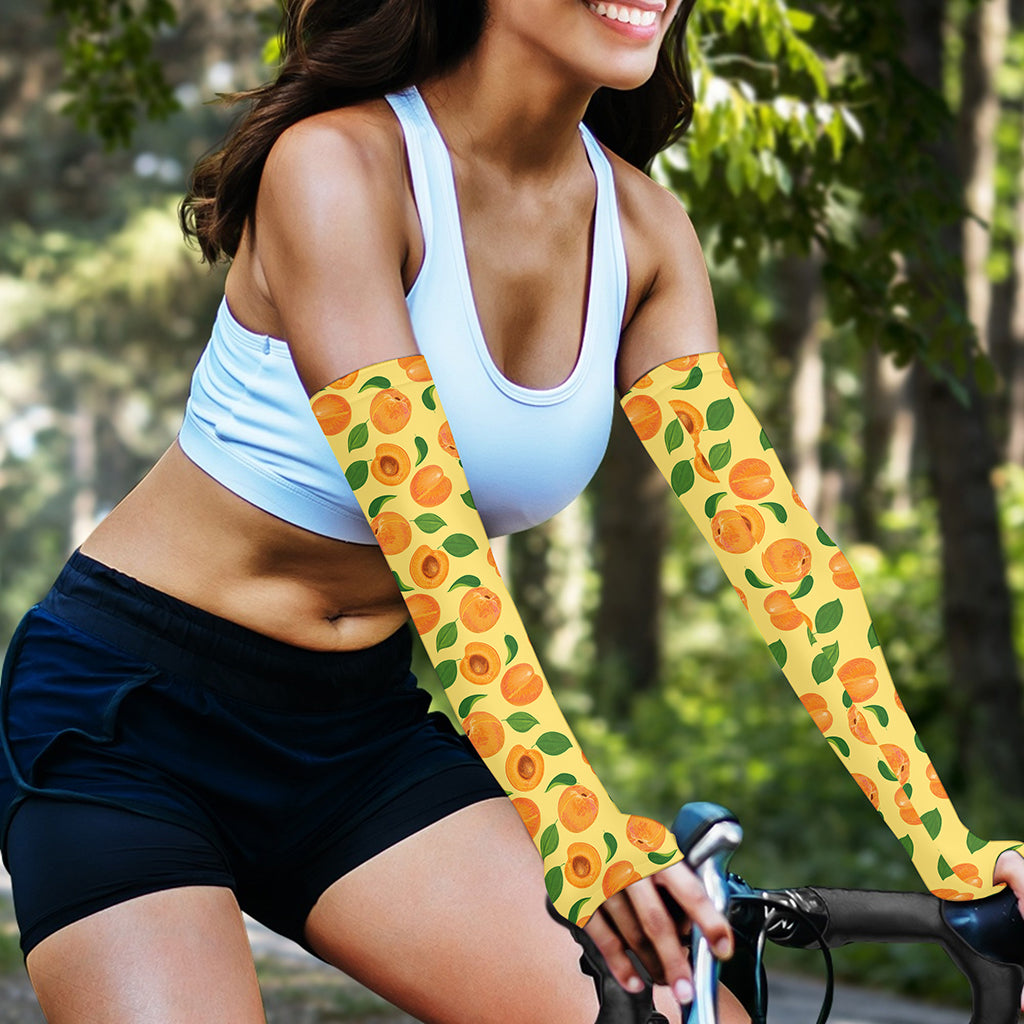 Ripe Apricot Fruit Pattern Print Sun Protection Arm Sleeves