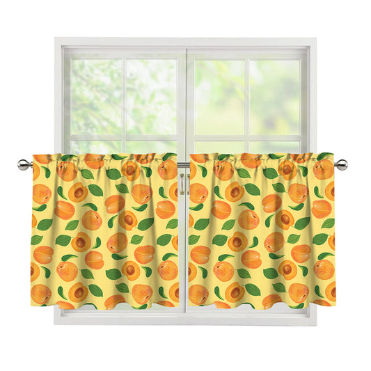 Ripe Apricot Fruit Pattern Print Tier Curtains