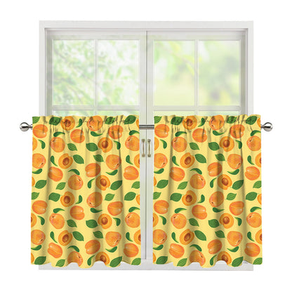 Ripe Apricot Fruit Pattern Print Tier Curtains