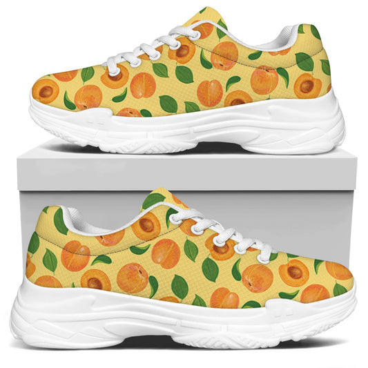 Ripe Apricot Fruit Pattern Print White Chunky Shoes
