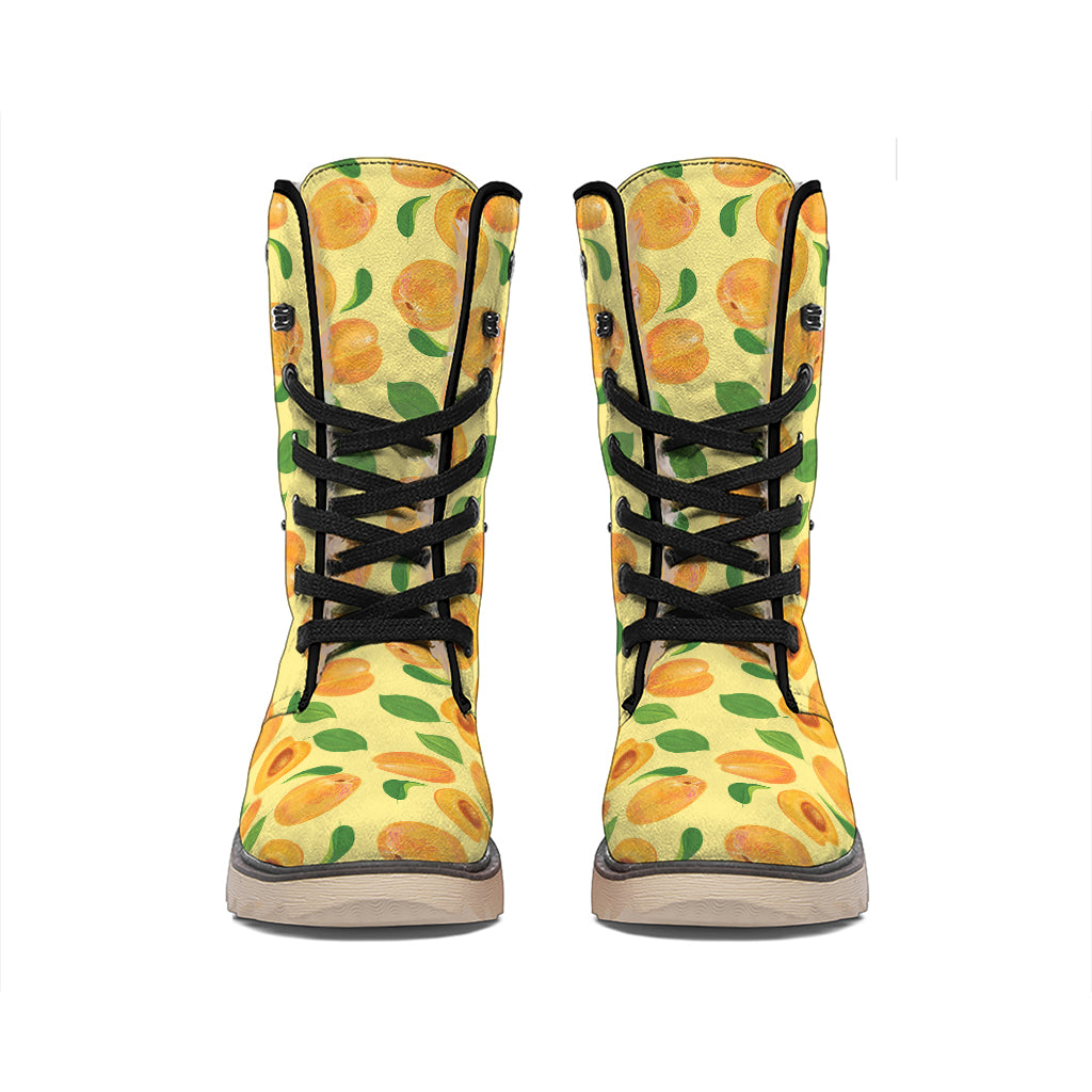 Ripe Apricot Fruit Pattern Print Winter Boots