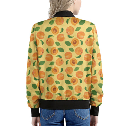 Ripe Apricot Fruit Pattern Print Women's Bomber Jacket