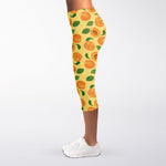Ripe Apricot Fruit Pattern Print Women's Capri Leggings