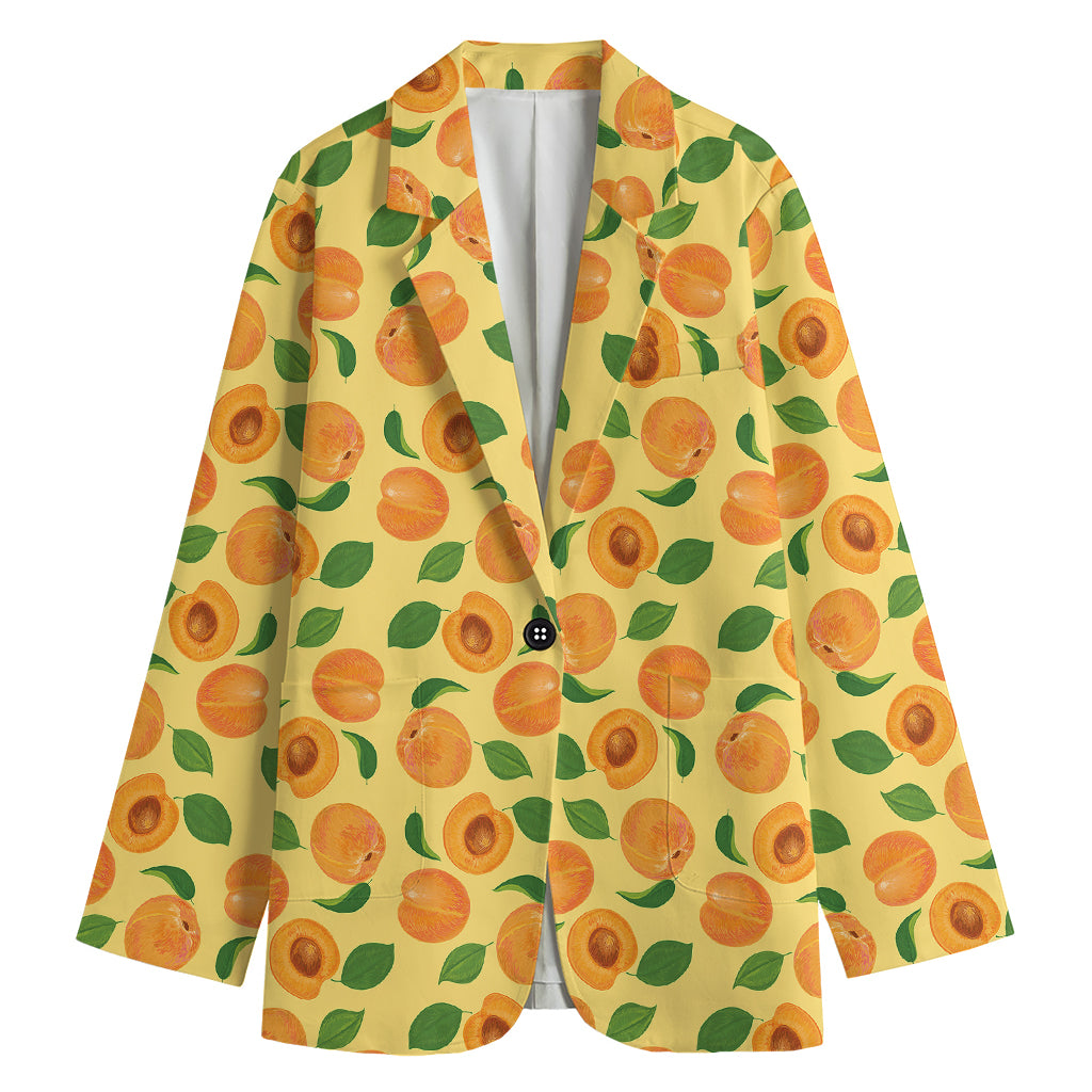 Ripe Apricot Fruit Pattern Print Women's Cotton Blazer