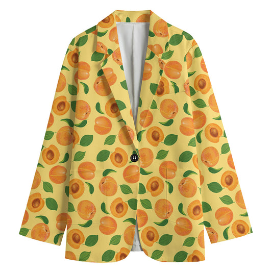 Ripe Apricot Fruit Pattern Print Women's Cotton Blazer