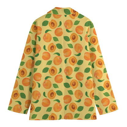 Ripe Apricot Fruit Pattern Print Women's Cotton Blazer