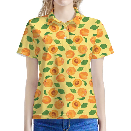 Ripe Apricot Fruit Pattern Print Women's Polo Shirt
