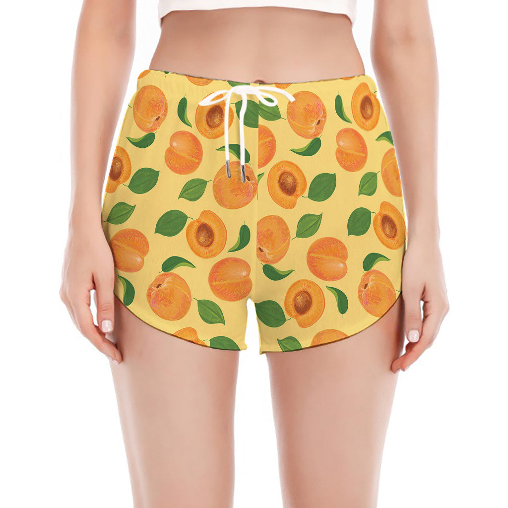 Ripe Apricot Fruit Pattern Print Women's Split Running Shorts