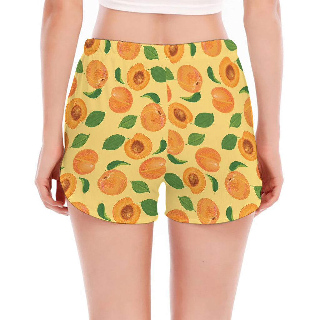 Ripe Apricot Fruit Pattern Print Women's Split Running Shorts