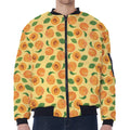 Ripe Apricot Fruit Pattern Print Zip Sleeve Bomber Jacket