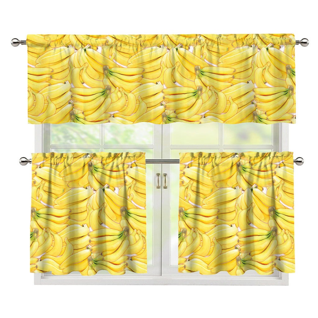 Ripe Banana Pattern Print 3 Piece Kitchen Curtains