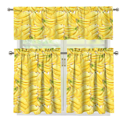 Ripe Banana Pattern Print 3 Piece Kitchen Curtains
