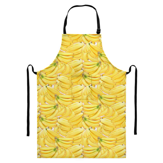 Ripe Banana Pattern Print Bib Apron With Pocket