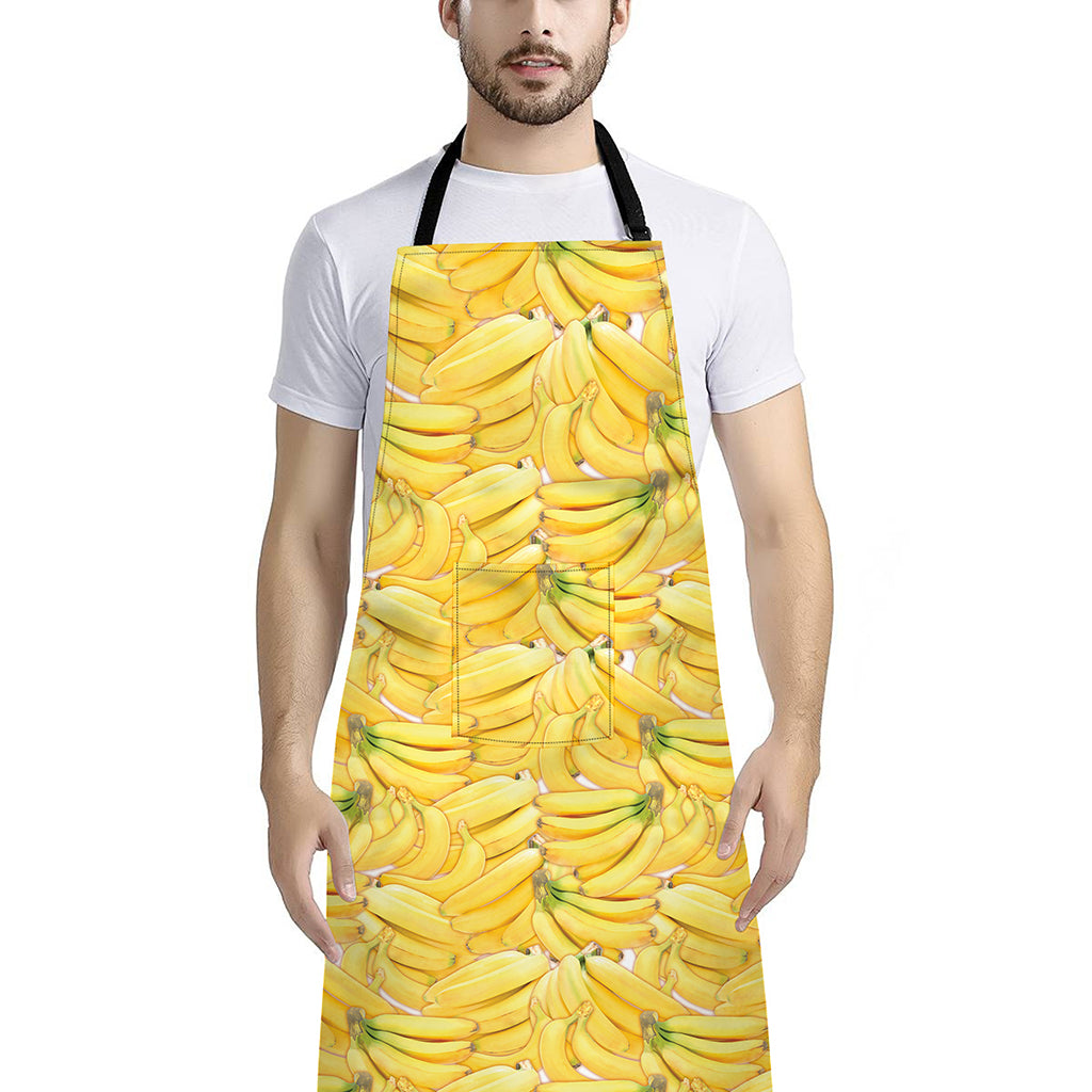 Ripe Banana Pattern Print Bib Apron With Pocket