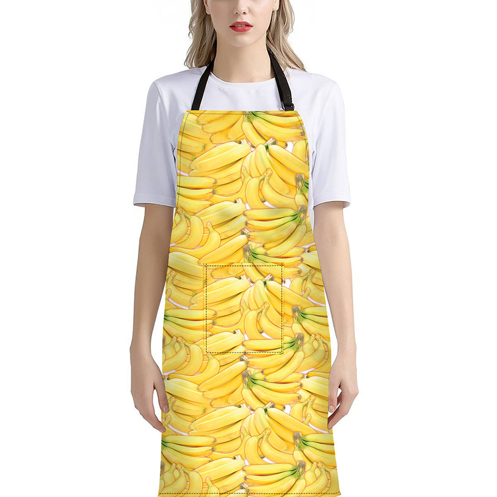 Ripe Banana Pattern Print Bib Apron With Pocket