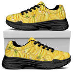 Ripe Banana Pattern Print Black Chunky Shoes