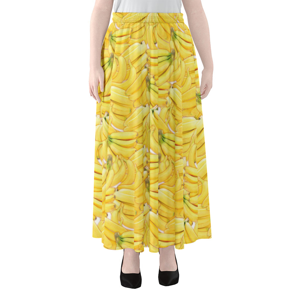 Ripe Banana Pattern Print Chiffon Maxi Skirt